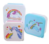 Puckator Enchanted Rainbows Unicorn Set of 3 Lunch Box Snack Storage S/M/L - - Lunchbox with Multi Compartments - Small Food Containers - Lunchbox for Adults and Kids - Girls Boys Lunchbox