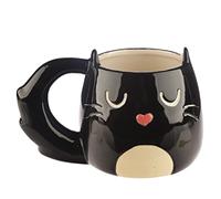 Puckator Feline Fine Black Cat Shaped Tea Coffee Mug - Funny Home Accessories - Cute Gifts for Girlfriend - Large Mugs for Men Women Hot Drinks - Cute Cups Presents - Secret Santa Gift - Cup Set