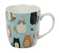 Puckator Feline Fine Cat Porcelain Tea Coffee Mug - Funny Home Accessories - Cute Gifts for Girlfriend - Large Mugs for Men Women Hot Drinks - Cute Cups Presents - Secret Santa Gift - Cup Set