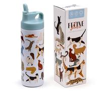 Puckator Feline Fine Cats Hot & Cold Flip Top Drinks Bottle 500ml - Stainless Steel Metal Insulated Water Bottles - Thermos Flask for Kids Girls Adults Mens Boys Drink Hot and Cold Water Bottle