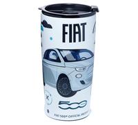 Puckator Fiat 500 E Reusable Stainless Hot & Cold Thermal Insulated Food & Drink Cup 500ml - Travel Mug - Tumbler with Straw and Lid - Insulated Bubba Cup - Thermal Drink Bottle