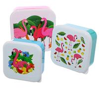 Puckator Flamingo Pinks Set of 3 Lunch Box Snack Pots S/M/L - - Lunchbox with Multi Compartments - Small Food Containers - Lunchbox for Adults and Kids - Girls Boys Lunchbox - Snack Storage