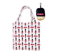Puckator Foldable Reusable Shopping Bag - London Souvenir Guardsman Design - Folding Shopping Bags - Foldable Tote Bag - Foldaway Shopping Bags - Foldable - Fold Up Bag in Pouch - Family Beach Bag