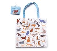 Puckator Foldable Reusable Shopping Bag Feline Fine Cats - Folding Shopping Bags - Foldable Tote - Foldaway Shopping Bags -Family Beach Fold Up Bag in Pouch