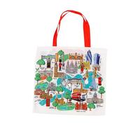 Puckator Foldable Reusable Shopping Bag London Souvenir Landmarks - Folding Shopping Bags - Foldable Tote - Foldaway Shopping Bags -Family Beach Fold Up Bag in Pouch