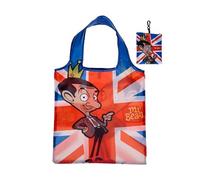 Puckator Foldable Reusable Shopping Bag Mr Bean Union Jack - Folding Shopping Bags - Foldable Tote - Foldaway Shopping Bags -Family Beach Fold Up Bag in Pouch