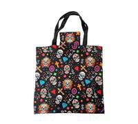 Puckator Foldable Reusable Shopping Day of the Dead - Folding Shopping Bags - Foldable Tote - Foldaway Shopping Bags -Family Beach Fold Up Bag in Pouch