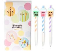 Puckator Foodiemals Bubble Tea Everlasting Pencil | Novelty Mechanical Pencils with Fun Character Designs | No Sharpening Stationery | Pack of 3