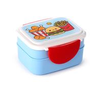 Puckator Foodiemals Clip Lock Stacked Bento Lunch Box with Cutlery LBOX115 | Ac - Plastic