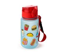 Puckator Foodiemals Pop Top 350ml Shatterproof Children's Bottle - Reusable Insulated Active Water Bottle Flask For Girls And Boys With A Carry Handle & Straw - Bpa Free - For School Nursery