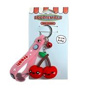 Puckator Foodiemals Ruby the Cherry 3D Bag Charm Keyring - Mothers Day Gifts Key Ring Keyrings Tags - Cool Keyrings Hoop Clip Fobs - Funny Cute Car Men's Accessories Stuff For Men Women - Trinket