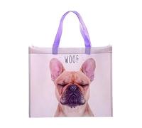 Puckator French Bulldog WOOF Reusable Shopping Bag - Shoulder Bags - Handbags for Women - Canvas Tote Bags for Women - Shopping Hand Bag - Large Ladies Bags - Aesthetic Stuff - Big Foldaway Bag
