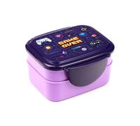 Puckator Game Over Clip Lock Stacked Bento Lunch Box with Cutlery LBOX129 | Aco - Plastic