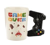 Puckator Game Over with Pixel Decal Ceramic Shaped Handle Tea Coffee Mug Funny Home Accessories Cute Gifts for Girlfriend Large Mugs for Men Women Hot Drinks Cups Presents Secret Santa Gift Set