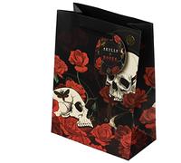 Puckator GBAG90B Gift Bag - Skulls and Roses - Red Roses - M, multi-coloured