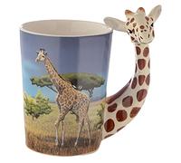 Puckator Giraffe Savannah Decal Ceramic Shaped Handle Tea Coffee Mug - Funny Home Accessories - Cute Gifts for Girlfriend - Large Mugs for Men Women Hot Drinks - Cute Cups Presents Secret Santa Gift