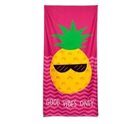 Puckator Good Vibes Only Pineapple Microfibre Beach Towel - Large Quick Drying Lightweight Thin Funny Mens Girls Beach Pool Holiday Towel Towels For Adults Womens - Vacation Accessories Essentials