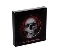 Puckator Gothica Set of 4 Cork Coasters - Wood Table Pub Drink Coasters Tiles Placemats - Bar Accessories For Home - Desk Coaster Tile Slate - Dining Table Decor Drinks Mats - Man Cave Accessories