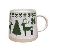 Puckator Green Reindeer Tapered Stoneware Mug - Funny Home Accessories - Cute Gifts for Girlfriend - Large Mugs for Men Women Hot Drinks - Cute Cups Presents - Secret Santa Gift - Cup Set