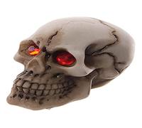 Puckator Gruesome Skull with Red Gem Eyes Decoration - Home Decoration- Desk Skull Ornament - Plastic Skull - Gothic Home Accessories - Mini Skulls - Human Skeleton Head - Goth Gifts For Men