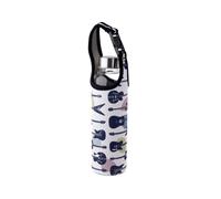 Puckator Headstock Glass Water Bottle (Water Bottle) 500 ml & Lanyard Sleeve - Guitar