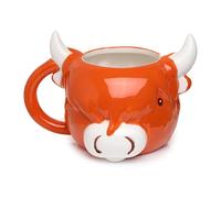 Puckator Highland Coo Cow Head Ceramic Shaped Mug, Orange