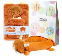 Puckator Highland Coo Cow Plush Notebook, Mini Notebook + Pencil Case Set | 80gsm Lined Paper, Soft Plush Cover, Matching Pencil Case, Writing & Journaling, Fun Cute Novelty Highland Cow Stationery