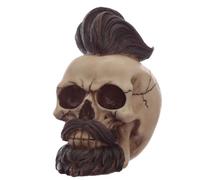 Puckator Hipster Mohican Skull with Beard and Styled Hair - Home Decoration - Hipster Skull - Ornaments - Resin - Home Accessories - Living Room Accessories - Human Skeleton - Goth Gifts For Men