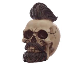Puckator Hipster Mohican Skull with Beard and Styled Hair - Home Decoration - Hipster Skull - Ornaments - Resin - Home Accessories - Living Room Accessories - Human Skeleton - Goth Gifts For Men