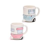 Puckator Home is Where You Park It Caravan Ceramic Shaped Mug - Funny Home Accessories - Cute Gifts for Girlfriend - Large Mugs for Men Women Hot Drinks Cute Cups Presents Secret Santa Gift Cup Set