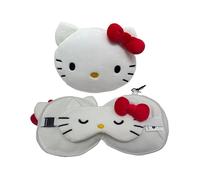 Puckator Hoodeazzz Hello Kitty Plush Memory Foam Travel Pillow & Hood - Neck Flight Airplane Pillow For Travel - Kids Neck Pillows Cushion For Sleeping Neck Pain Adults - Airport Essentials