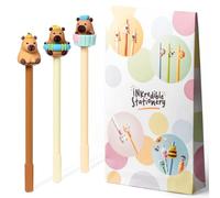 Puckator Inkredible Erasable Pen | Cabybara Animal Design Pens | Novelty Stationery, Smooth Writing, Erasing Ink, Cute Desk Accessories | Blue Ink | Pack of 3 Designs