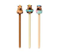 Puckator Inkredible Erasable Pen with Capybara Topper - Cool Cute Aesthetic Back To School Supplies Erasable Gel Pens - Pen With Eraser Rubber For Kids Office Writing Drawing