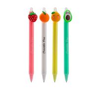 Puckator Inkredible Erasable Pen with Fruit Topper - Cool Cute Aesthetic Back To School Supplies Erasable Gel Pens - Pen With Eraser Rubber For Kids Office Writing Drawing