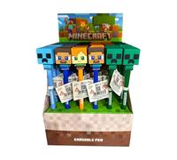Puckator Inkredible Erasable Pen with Minecraft Chibi Style Topper - Cool Cute Aesthetic Back To School Supplies Erasable Gel Pens - Pen With Eraser Rubber For Kids Office Writing Drawing