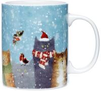 Puckator Jan Pashley Christmas Cats Porcelain Tea Coffee Mug - Funny Home Accessories - Cute Gifts for Girlfriend - Large Mugs for Men Women Hot Drinks Cute Cups Presents - Secret Santa Gift Cup Set