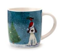 Puckator Jan Pashley Christmas Dog & Robin Porcelain Mug - Funny Home Accessories - Cute Gifts for Girlfriend - Large Mugs for Men Women Hot Drinks - Cups Presents - Secret Santa Gift Cup Set