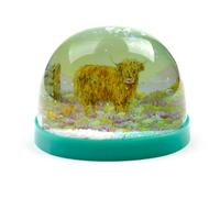 Puckator Jan Pashley Highland Coo Cow Large Glitter Snow Storm - Home Decoration - Plastic Snow Globes For Adults - With Real Glass - Snow Dome - Resin - Beautiful Snow Globes Uk