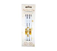 Puckator Jan Pashley Stag Recycled ABS (RABS) Pen Set of 3 - Pen Stationary Set - Cool Fancy Pack of Pens Black For Office Writing College - Uni Essentials - Back to School Supplies - Non Smudge