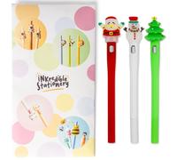 Puckator Jingle Bunch LED Christmas Fine Tip Pens, Festive Designs, 3 Pack | Precise Controlled Writing, Light Up LED Feature, Festive Characters, Novelty Fun Stationery, Stocking Filler Gift Set