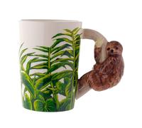 Puckator Jungle Explorer Sloth Ceramic Shaped Handle Tea Coffee Mug - Funny Home Accessories - Cute Gifts for Girlfriend - Large Mugs for Men Women Hot Drinks Cups Presents Secret Santa Gift Cup Set
