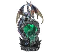 Puckator LED Ice Dragon Dark Legends Resin Backflow Waterfall Incense Holder, Home Aromatherapy Ornament Decor, 6 Free Backflow Cones, Height 28cm Width 15.5cm Depth 13cm, Multi