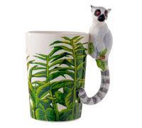 Puckator Lemur with Jungle Decal Ceramic Shaped Handle Tea Coffee Mug - Funny Home Accessories - Cute Gifts for Girlfriend Large Mugs for Men Women Hot Drinks Cups Presents Secret Santa Gift Cup Set