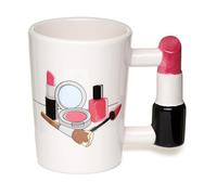 Puckator Lipstick Ceramic Shaped Handle Tea Coffee Mug - Funny Home Accessories - Cute Gifts for Girlfriend Large Mugs for Men Women Hot Drinks Cute Cups Presents Secret Santa Gift Cup Set