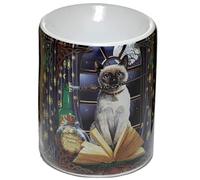 Puckator Lisa Parker Ceramic Hocus Pocus Cat Oil Burner - Zen Meditation Gifts - Incense Holders For Cones - Spiritual Gifts - Incense Burner - Gifts For Men And Women - Ashcatcher