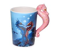 Puckator Lisa Parker Seahorse Ceramic Shaped Handle Tea Coffee Mug - Funny Home Accessories - Cute Gifts for Girlfriend - Large Mugs for Men Women Hot Drinks - Cups Presents Secret Santa Gift Cup Set