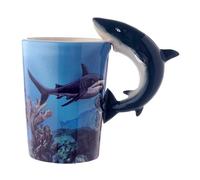 Puckator Lisa Parker Shark Ceramic Shaped Handle Tea Coffee Mug - Funny Home Accessories - Cute Gifts for Girlfriend - Large Mugs for Men Women Hot Drinks - Cups Presents - Secret Santa Gift Cup Set