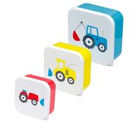 Puckator Little Tractors Set of 3 Lunch Box Snack Pots M/L/XL - Lunchbox with Multi Compartments - Small Food Containers - Lunchbox for Adults and Kids - Girls Boys Lunchbox - Snack Storage