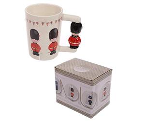 Puckator London Guardsman Figure Ceramic Shaped Handle Tea Coffee Mug - Funny Home Accessories Cute Gifts for Girlfriend Large Mugs for Men Women Hot Drinks Cups Presents - Secret Santa Gift Cup Set