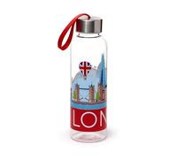Puckator London Icons Panorama 500ml Water Bottle with Metallic Lid - Reusable Water Bottle For Girls Boys Childrens For School Nursery - Translucent - Cute Design - Pp 500ml